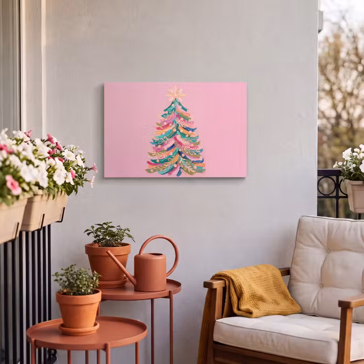 Buiten canvas - Kerstboom - Abstract - Kleurrijk — 3