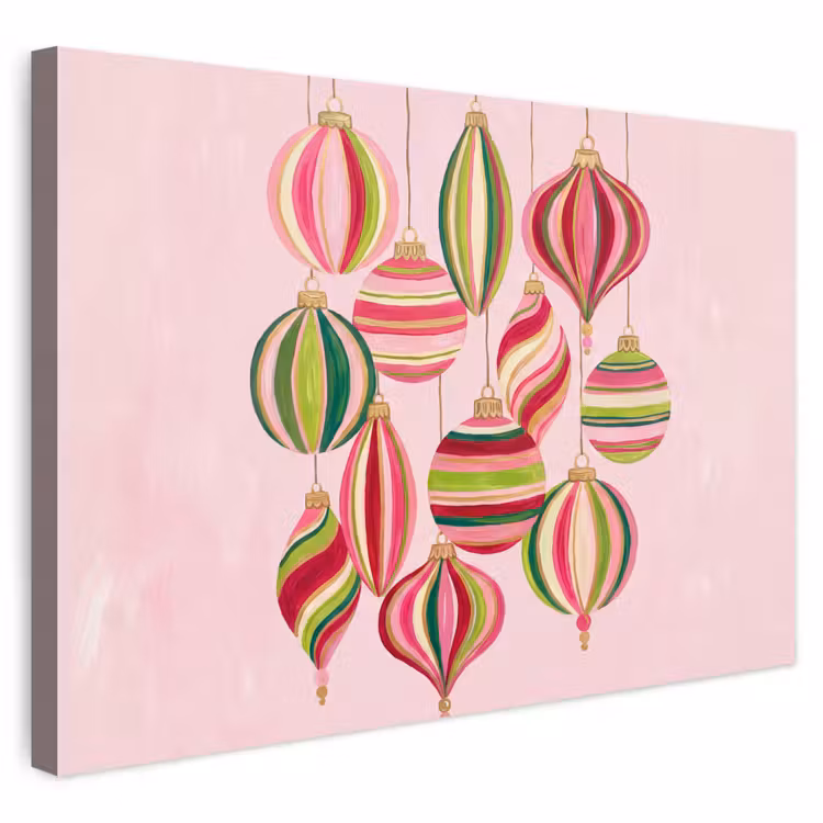 Buiten canvas - Kerstversiering - Gestreept - Roze — 1