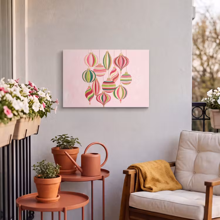 Buiten canvas - Kerstversiering - Gestreept - Roze — 3