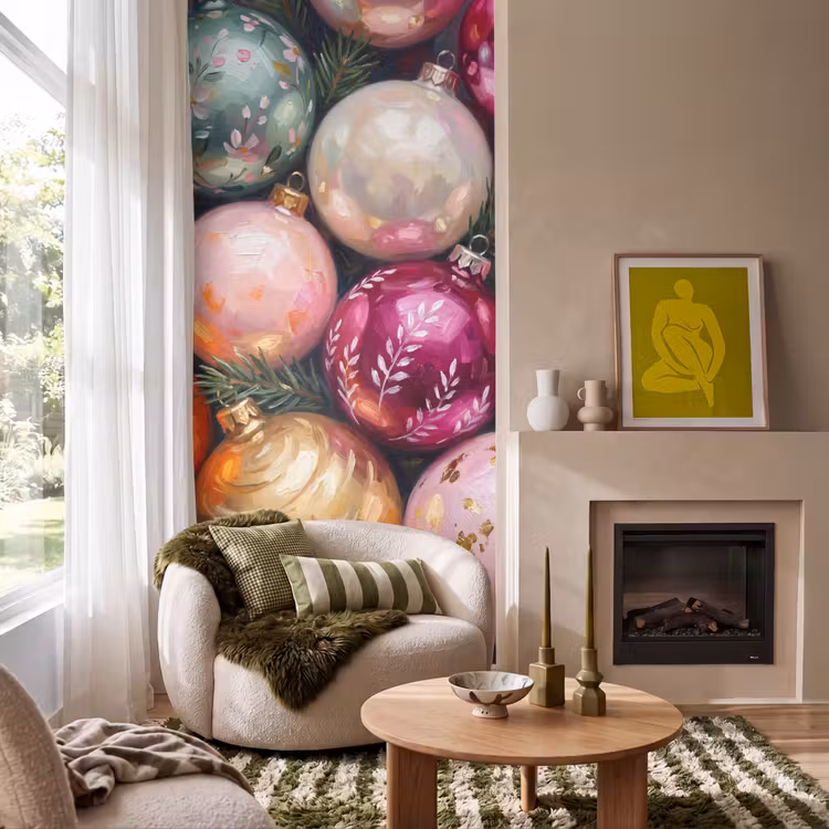 Behang - Kerstballen - Kleurrijk - Feest — 1