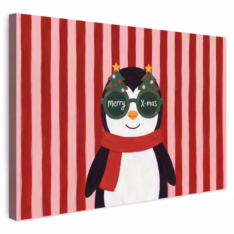 Buiten canvas - Pinguïn - Kerst - Illustratie — 1