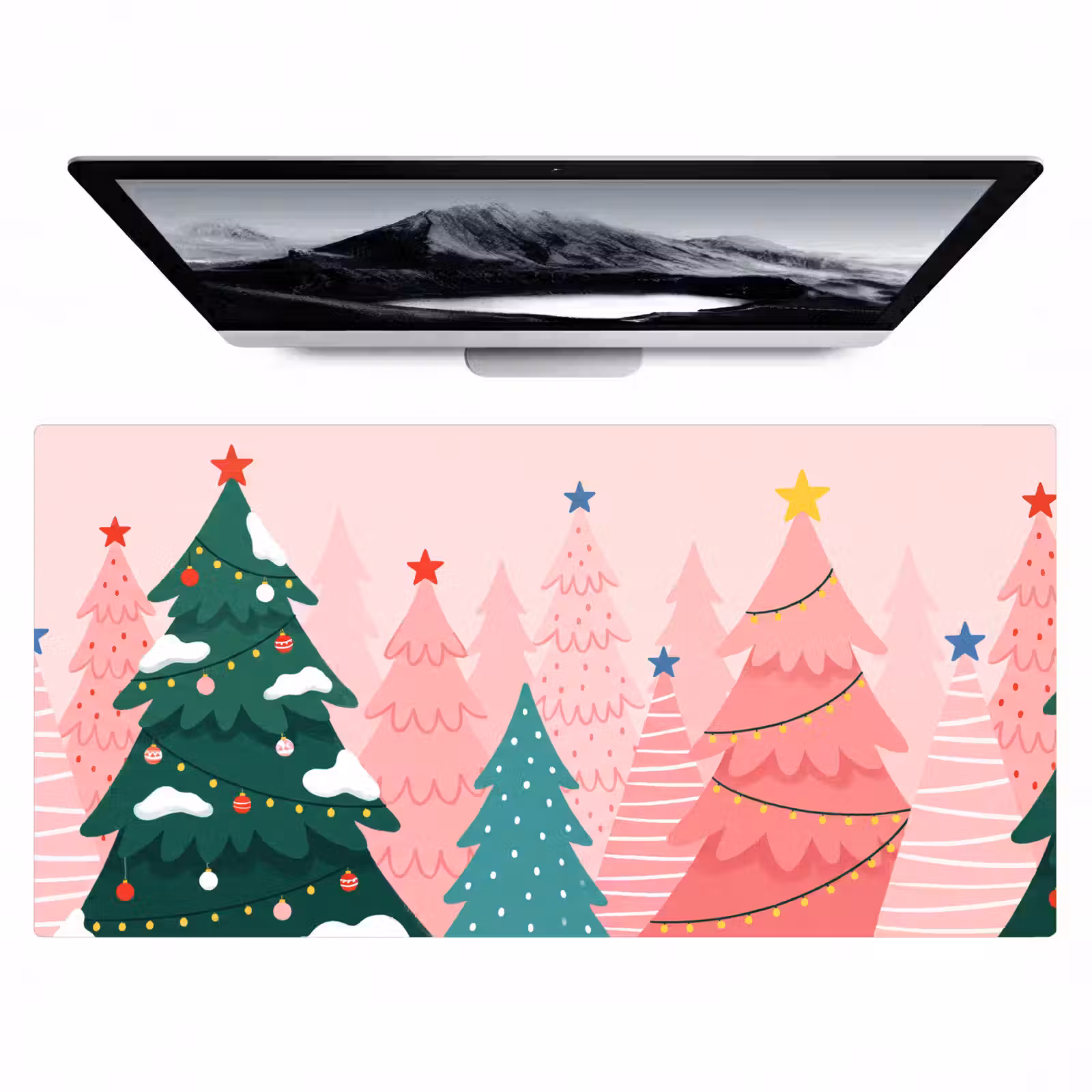 Bureau onderlegger - Kerstbomen - Illustratie - Roze — 1