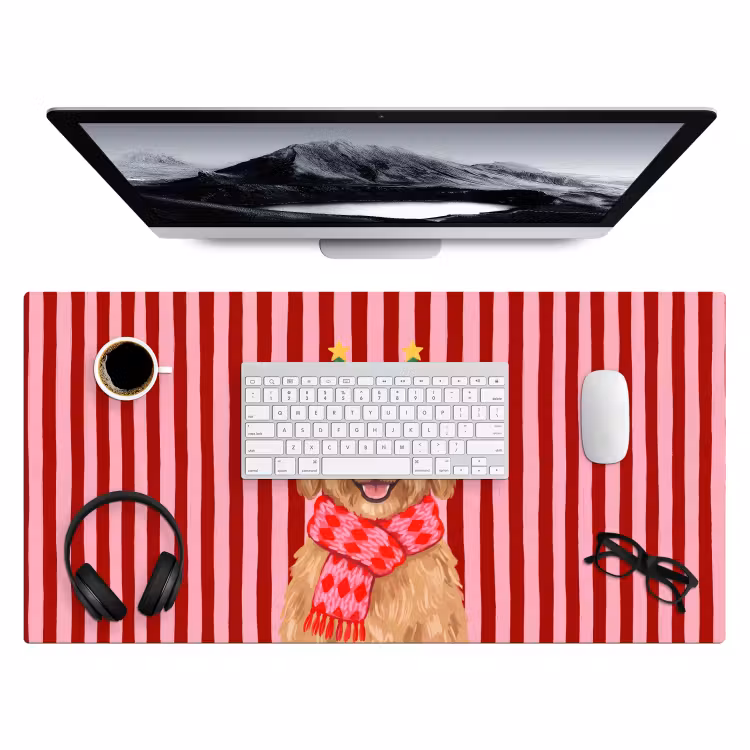 Bureau onderlegger - Hond - Kerst - Rood — 4