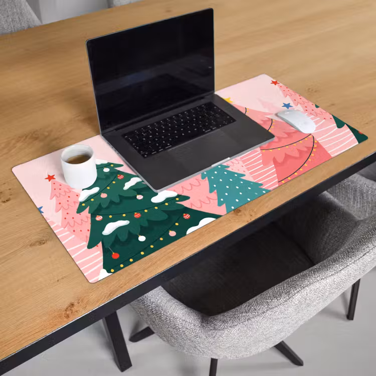 Bureau onderlegger - Kerstbomen - Illustratie - Roze — 3