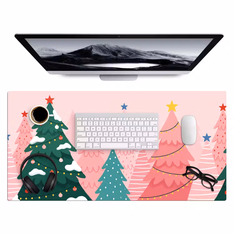 Bureau onderlegger - Kerstbomen - Illustratie - Roze — 4