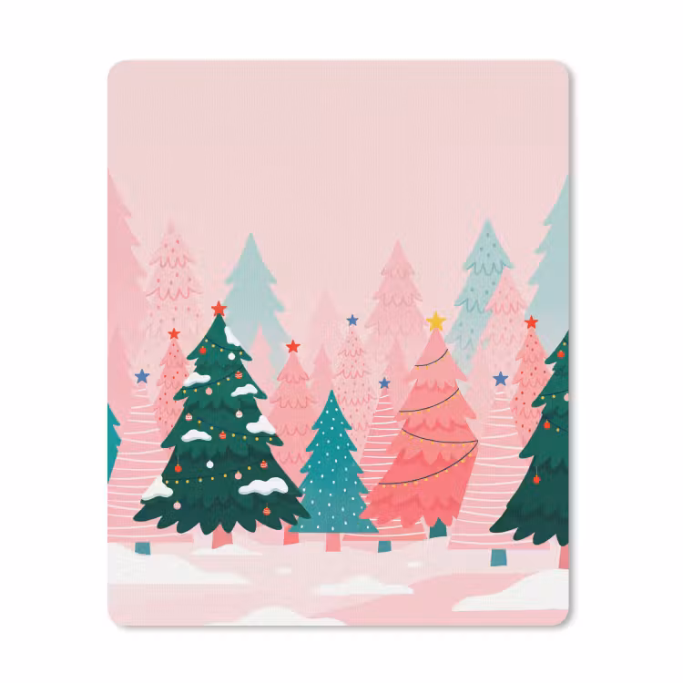 Muismat - Kerstbomen - Illustratie - Roze — 1