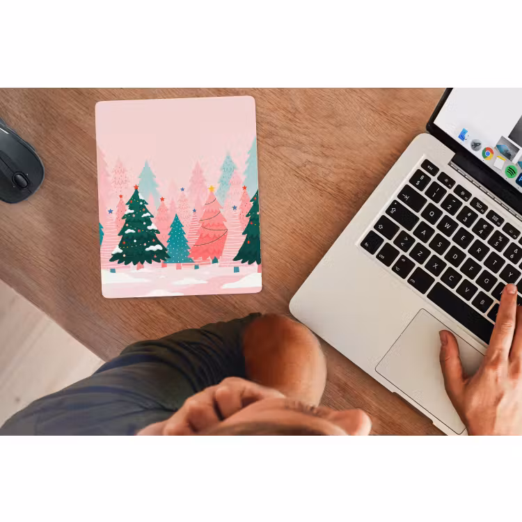 Muismat - Kerstbomen - Illustratie - Roze — 2