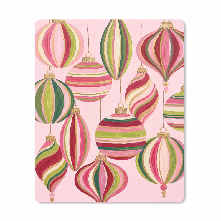 Muismat - Kerstversiering - Gestreept - Roze — 1