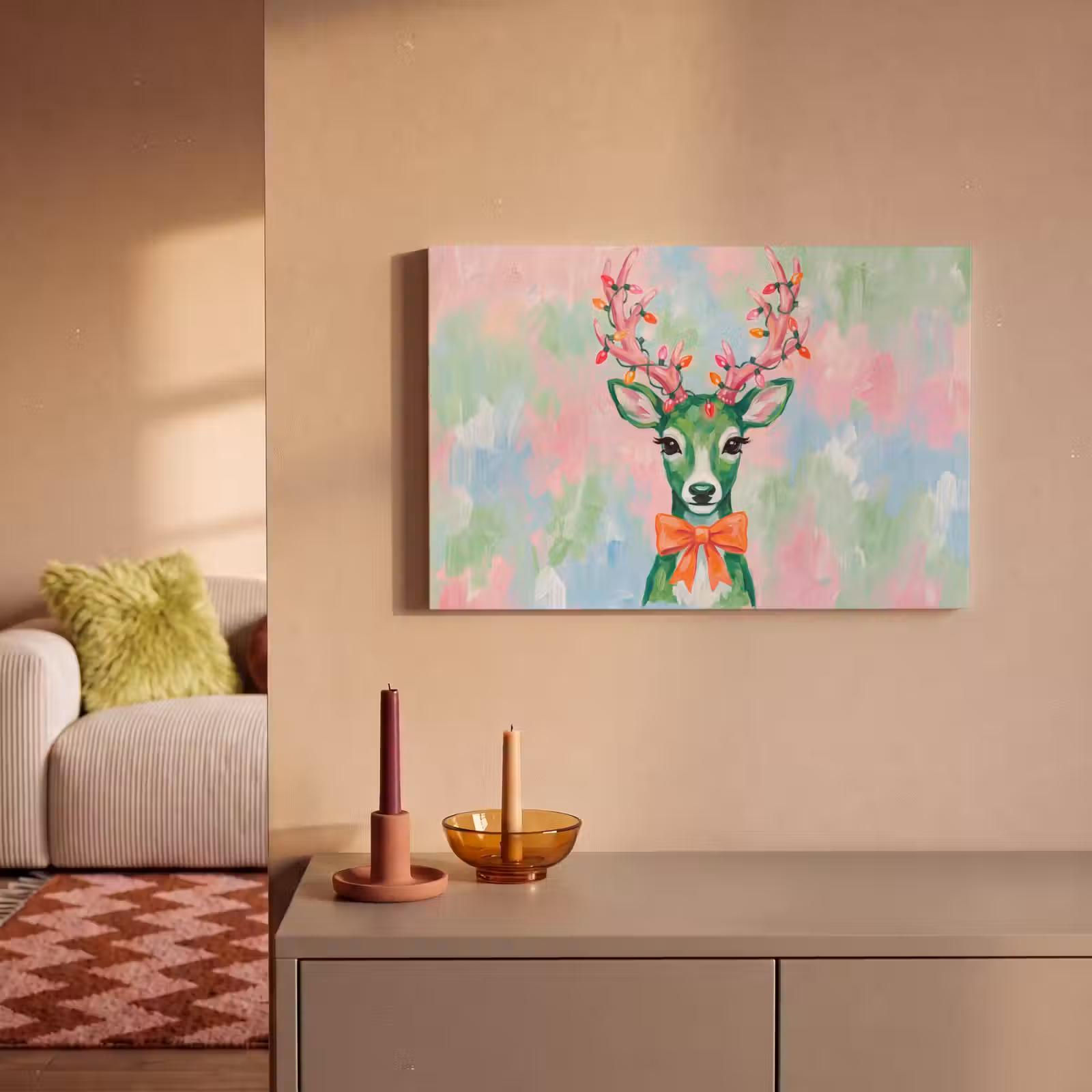 Canvas schilderij - Hert - Kerst - Dieren — 1