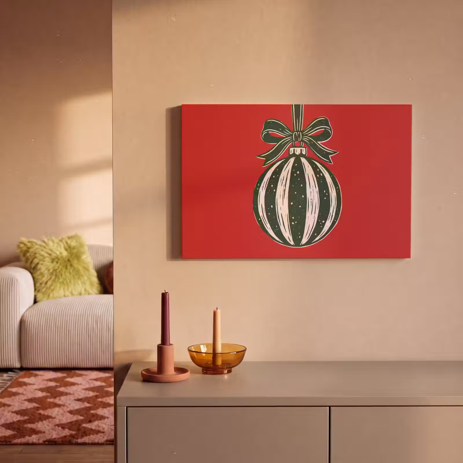 Canvas schilderij - Kerstbal - Kerst - Rood — 1