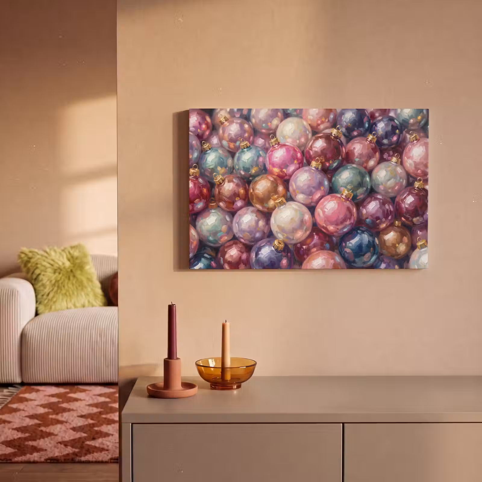 Canvas schilderij - Kerstdecoratie - Kleurrijk - Feest — 1
