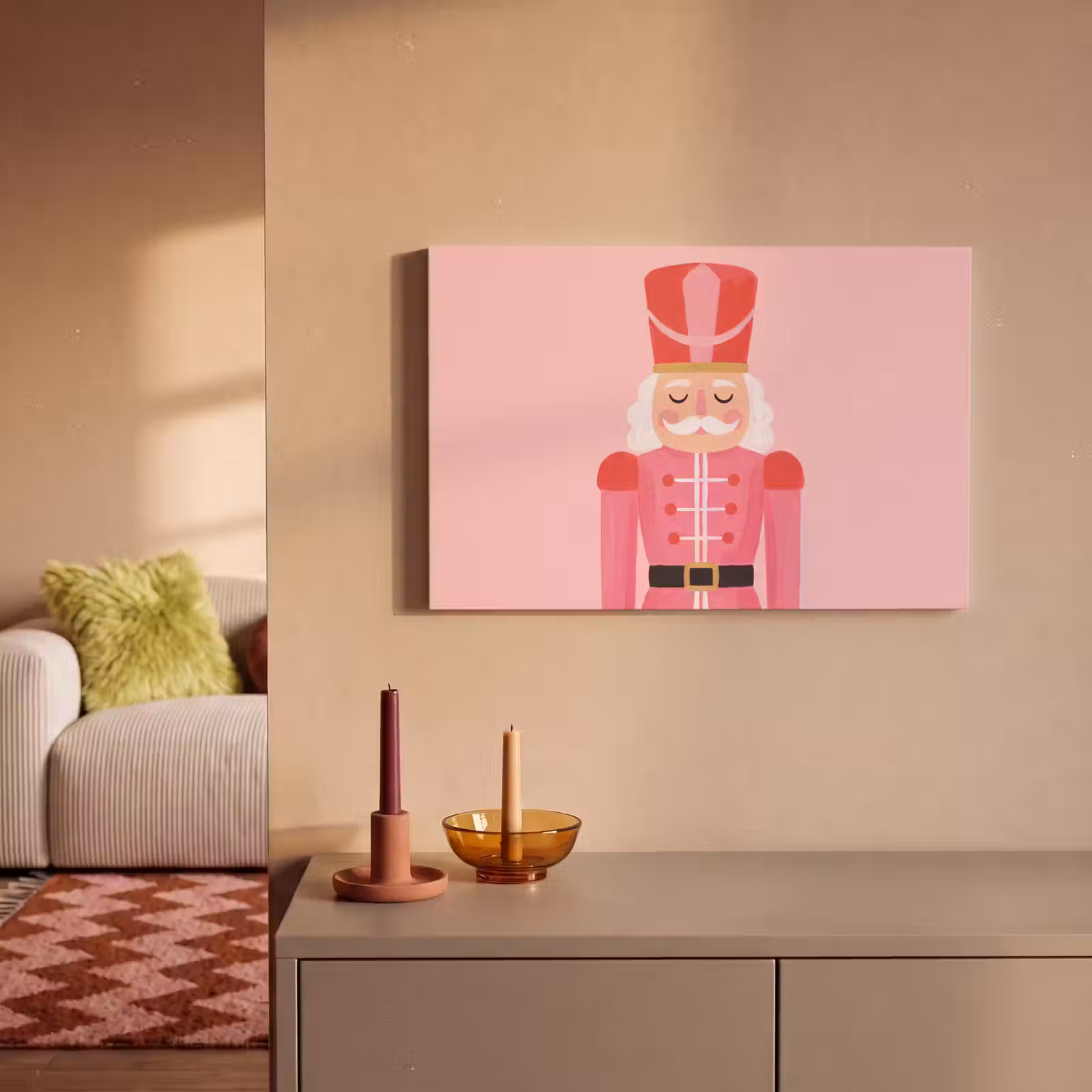 Canvas schilderij - Notenkraker roze illustratie — 1