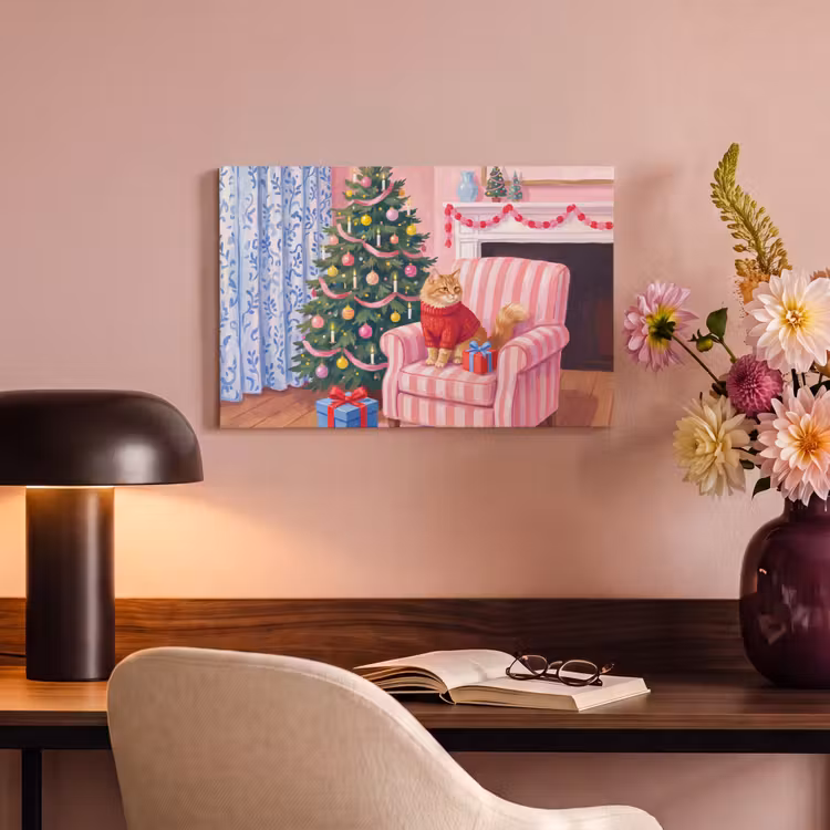 Canvas schilderij - Kat - Kerst - Interieur — 3