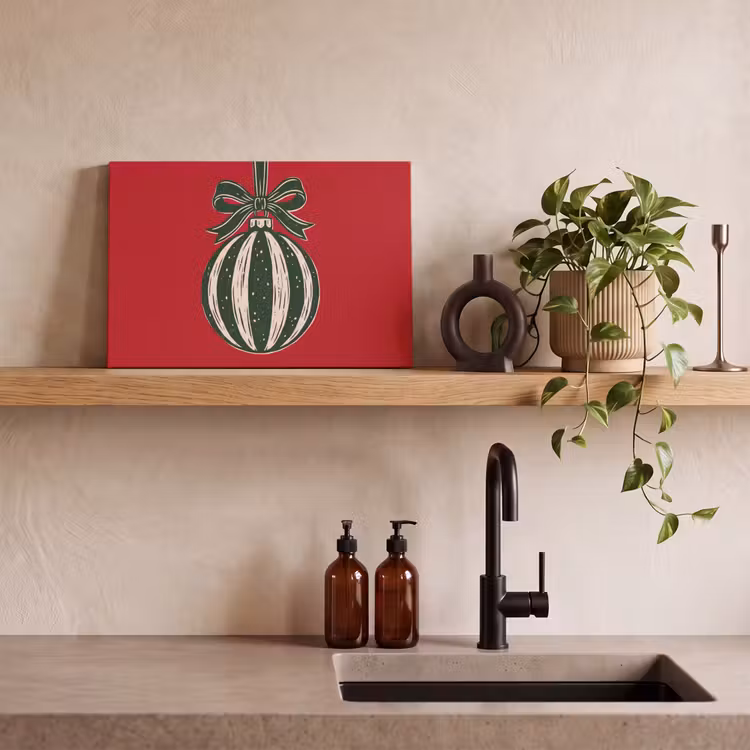 Canvas schilderij - Kerstbal - Kerst - Rood — 2