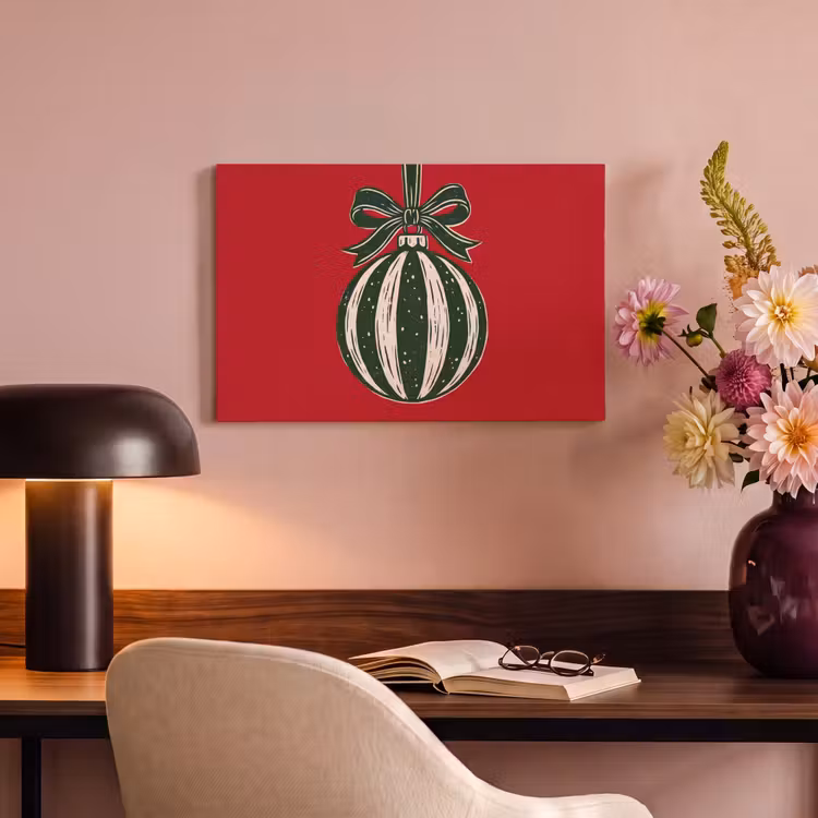 Canvas schilderij - Kerstbal - Kerst - Rood — 3