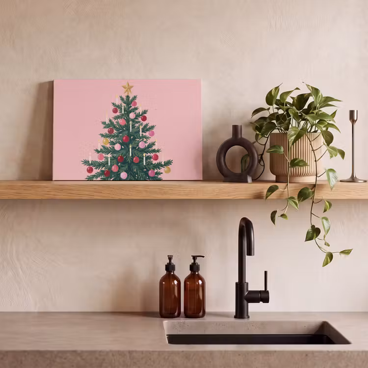 Canvas schilderij - Kerstboom - Kerst - Roze — 2