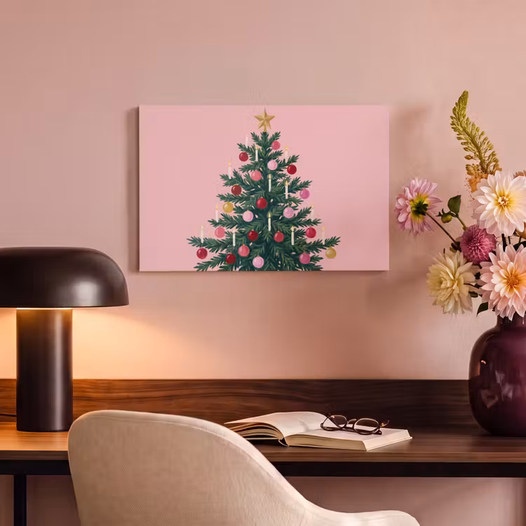 Canvas schilderij - Kerstboom - Kerst - Roze — 3