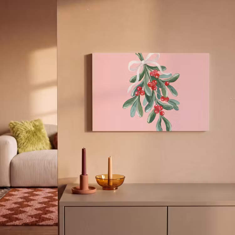 Canvas schilderij - Plant - Kerst - Roze — 1