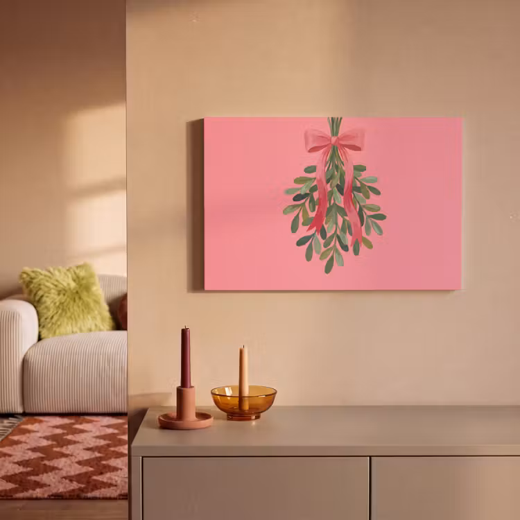 Canvas schilderij - Plant - Lint - Roze — 1