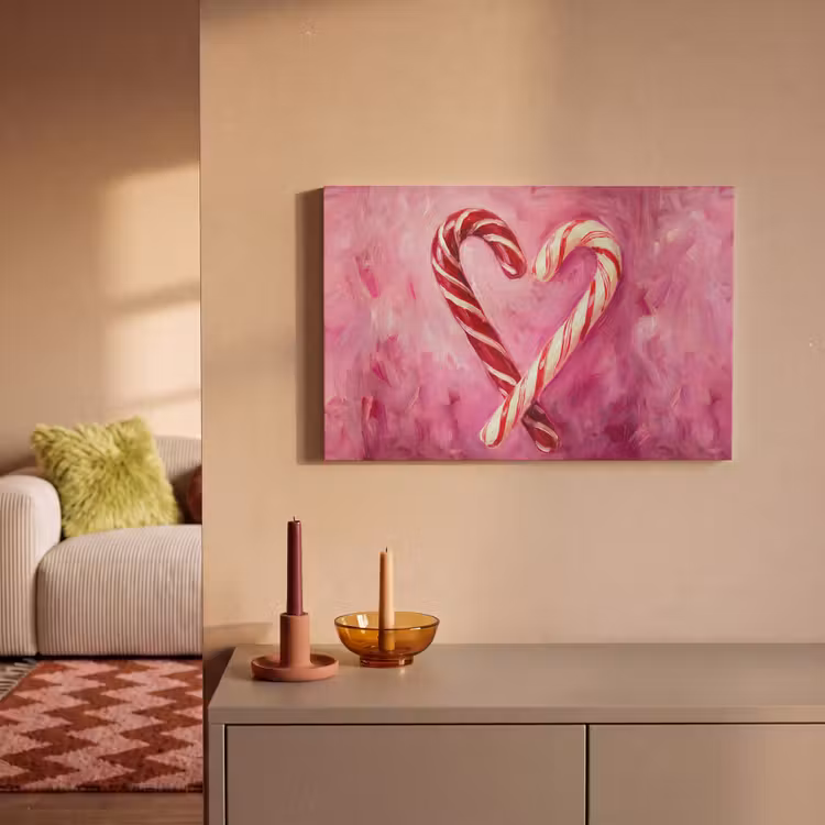 Canvas schilderij - Snoep - Hart - Roze — 1