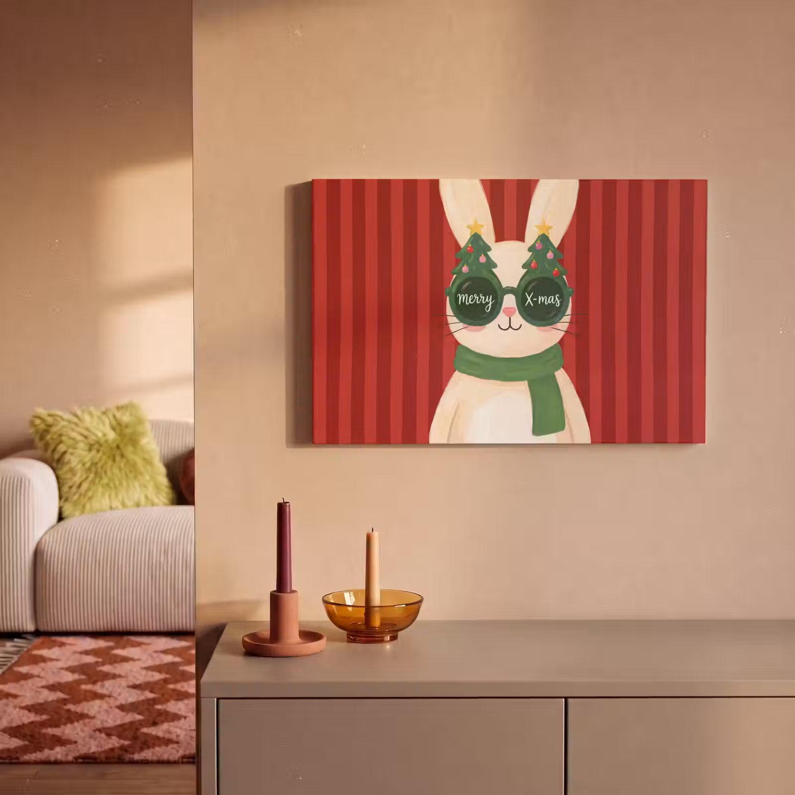 Canvas schilderij - Konijn - Kerst - Dieren — 1