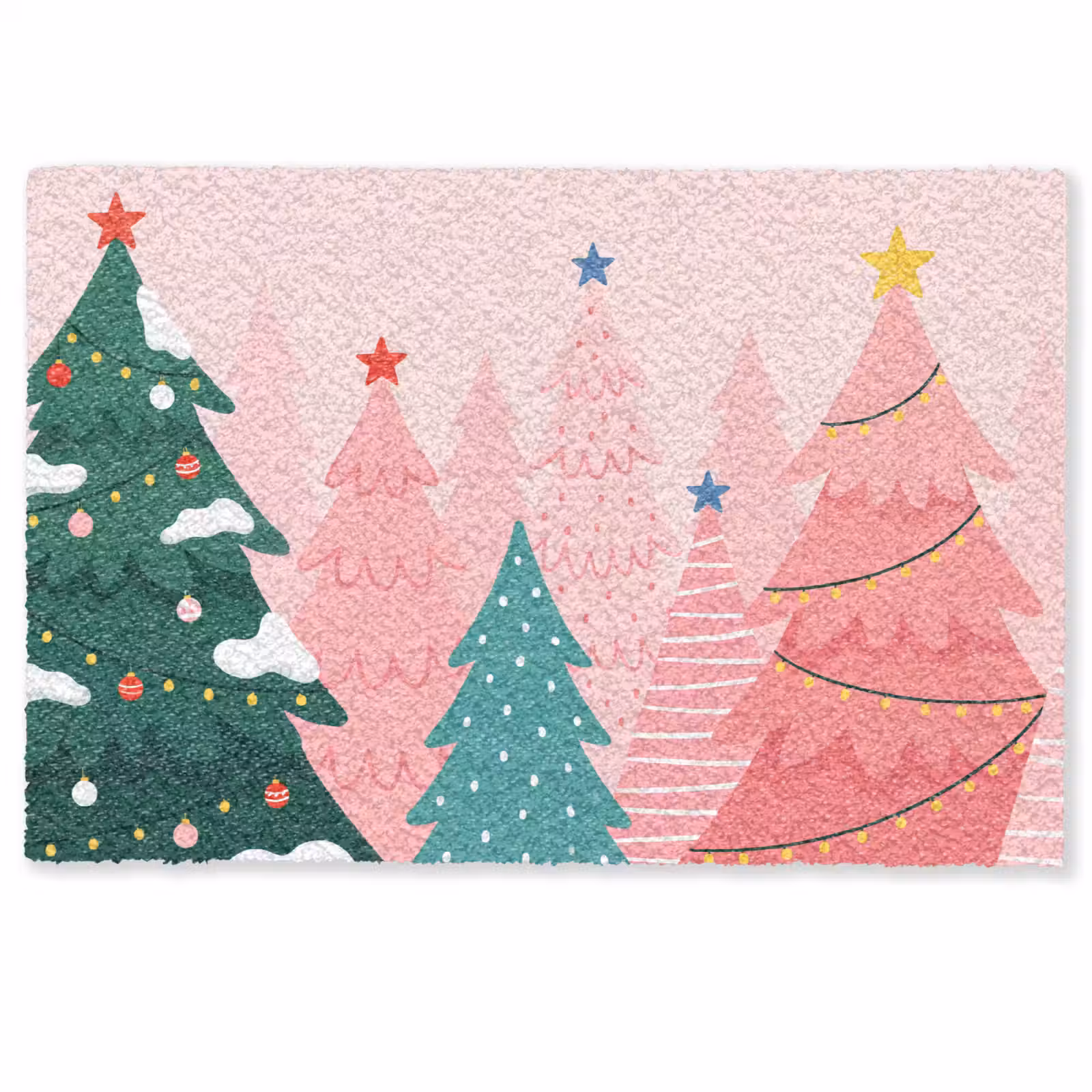 Deurmat - Kerstbomen - Illustratie - Roze — 1