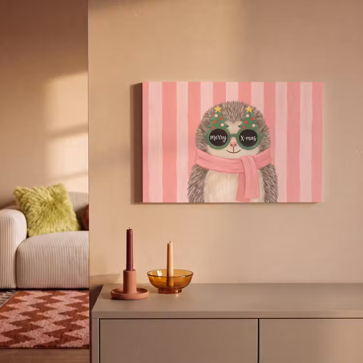 Canvas schilderij - Egel - Kerst - Illustratie — 1