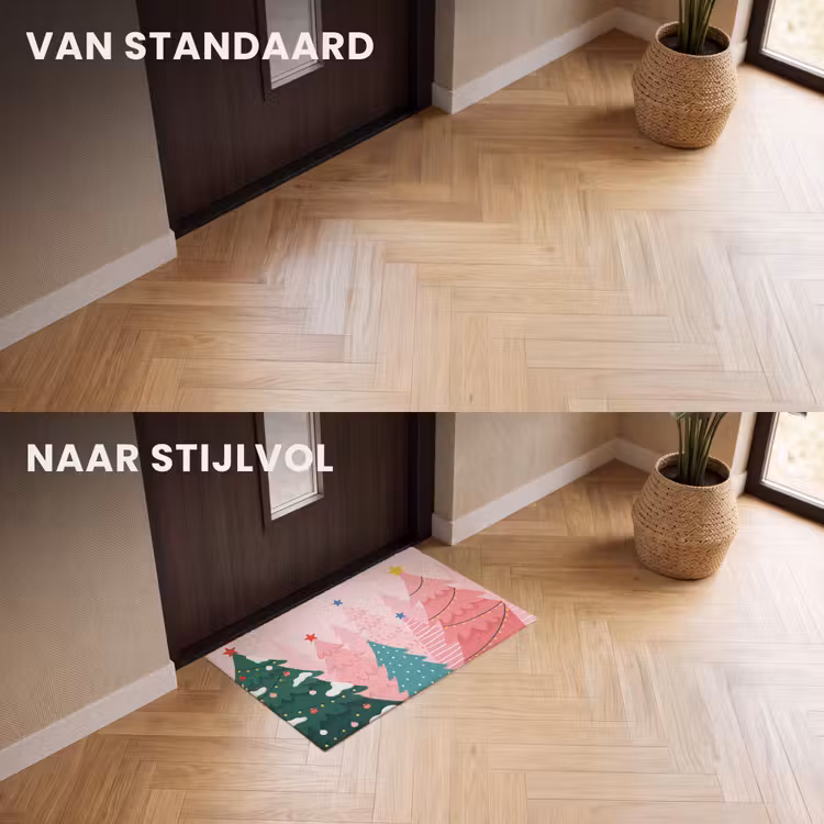Deurmat - Kerstbomen - Illustratie - Roze — 3