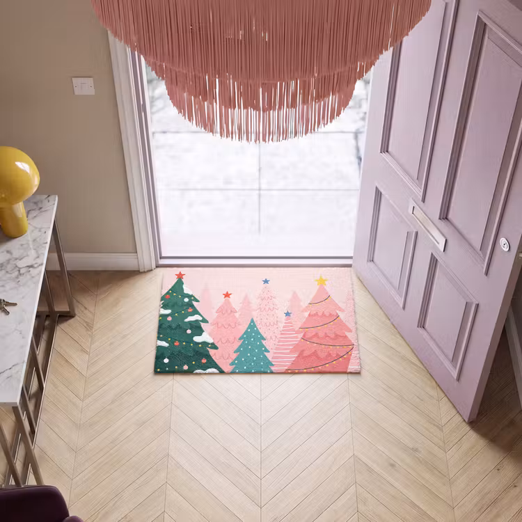 Deurmat - Kerstbomen - Illustratie - Roze — 4