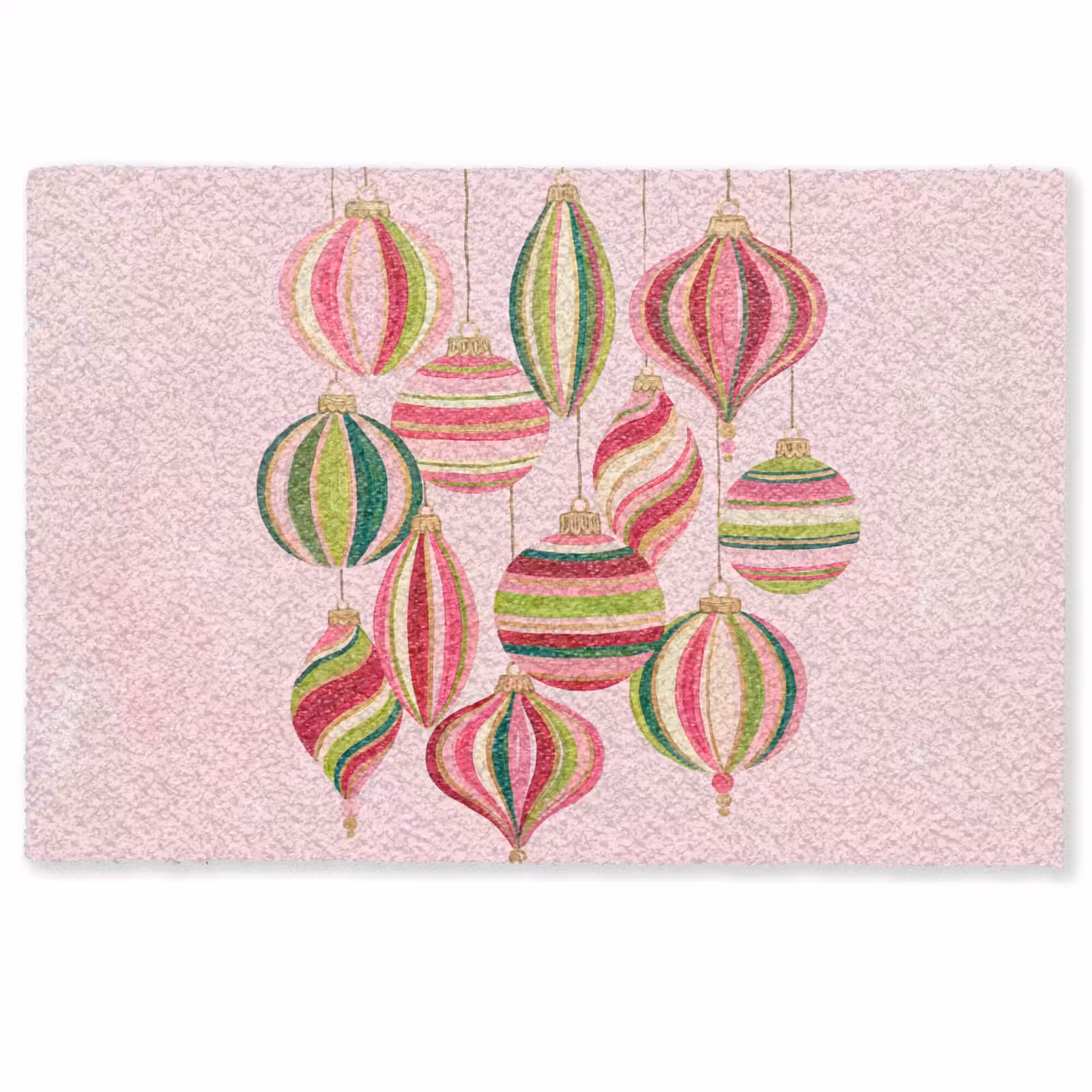 Deurmat - Kerstversiering - Gestreept - Roze — 1