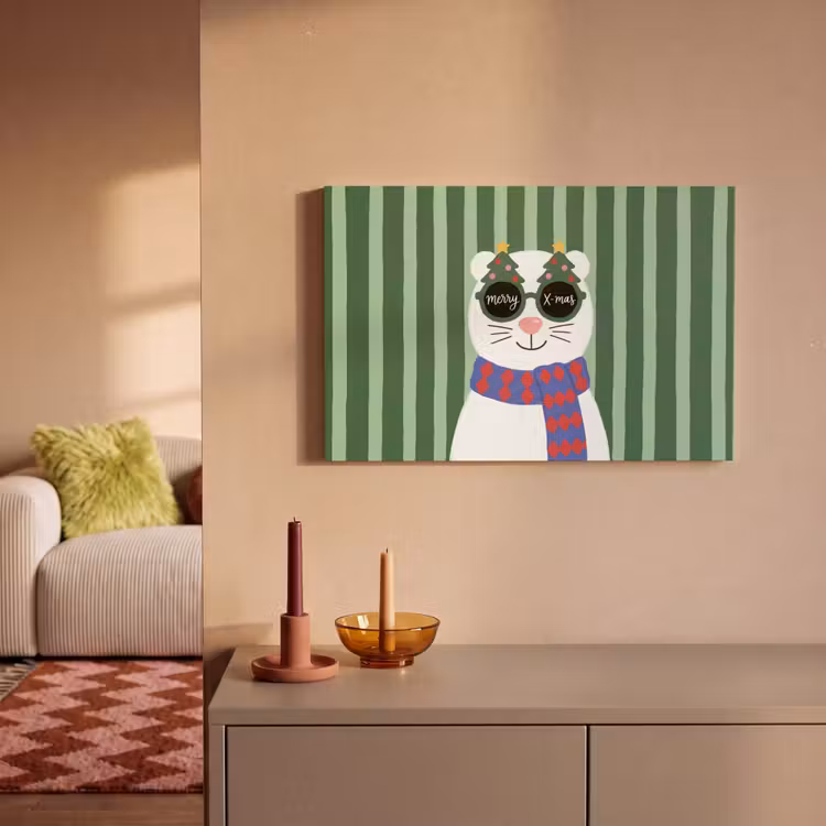 Canvas schilderij - Dier - Winter - Cartoon — 1