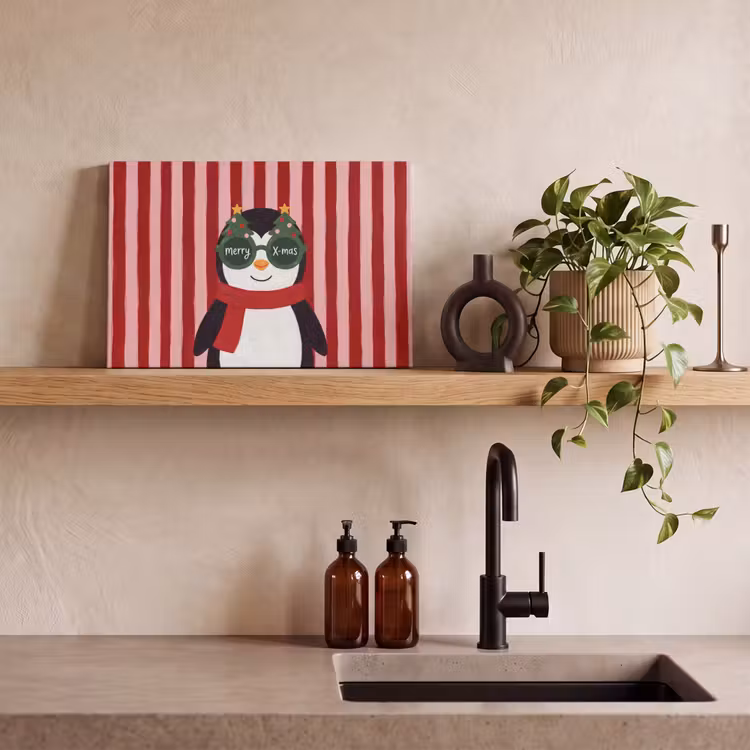 Canvas schilderij - Pinguïn - Kerst - Illustratie — 2