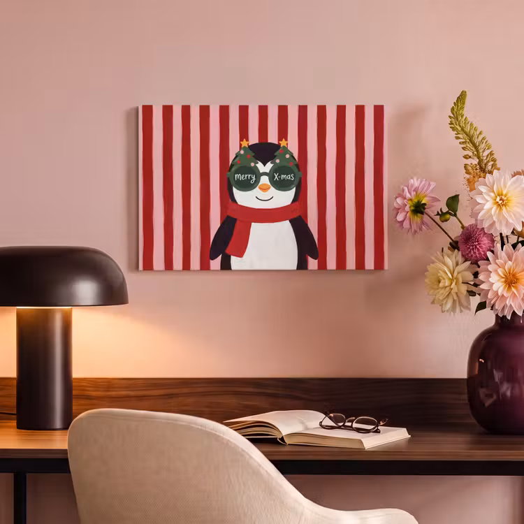 Canvas schilderij - Pinguïn - Kerst - Illustratie — 3