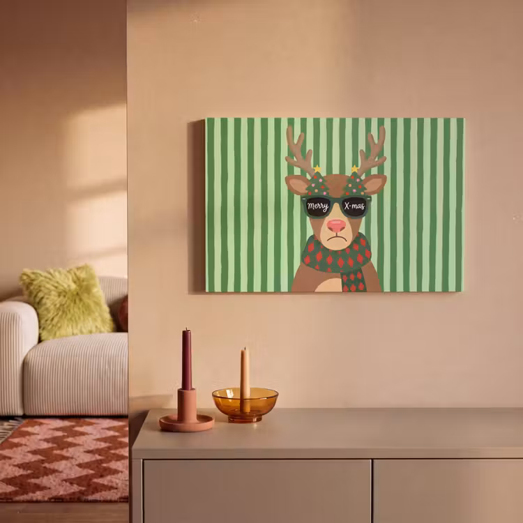 Canvas schilderij - Rendier - Kerst - Illustratie — 1