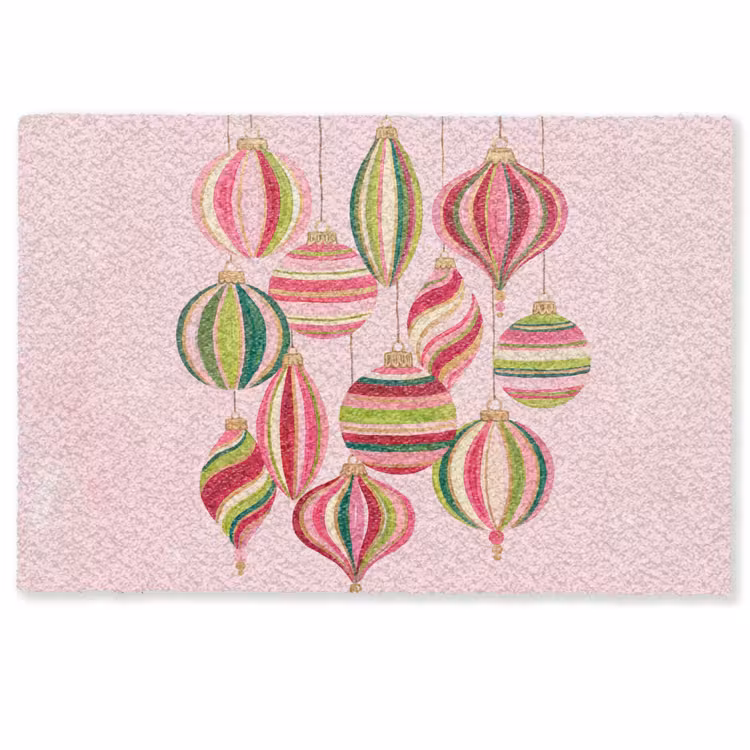 Deurmat - Kerstversiering - Gestreept - Roze — 1