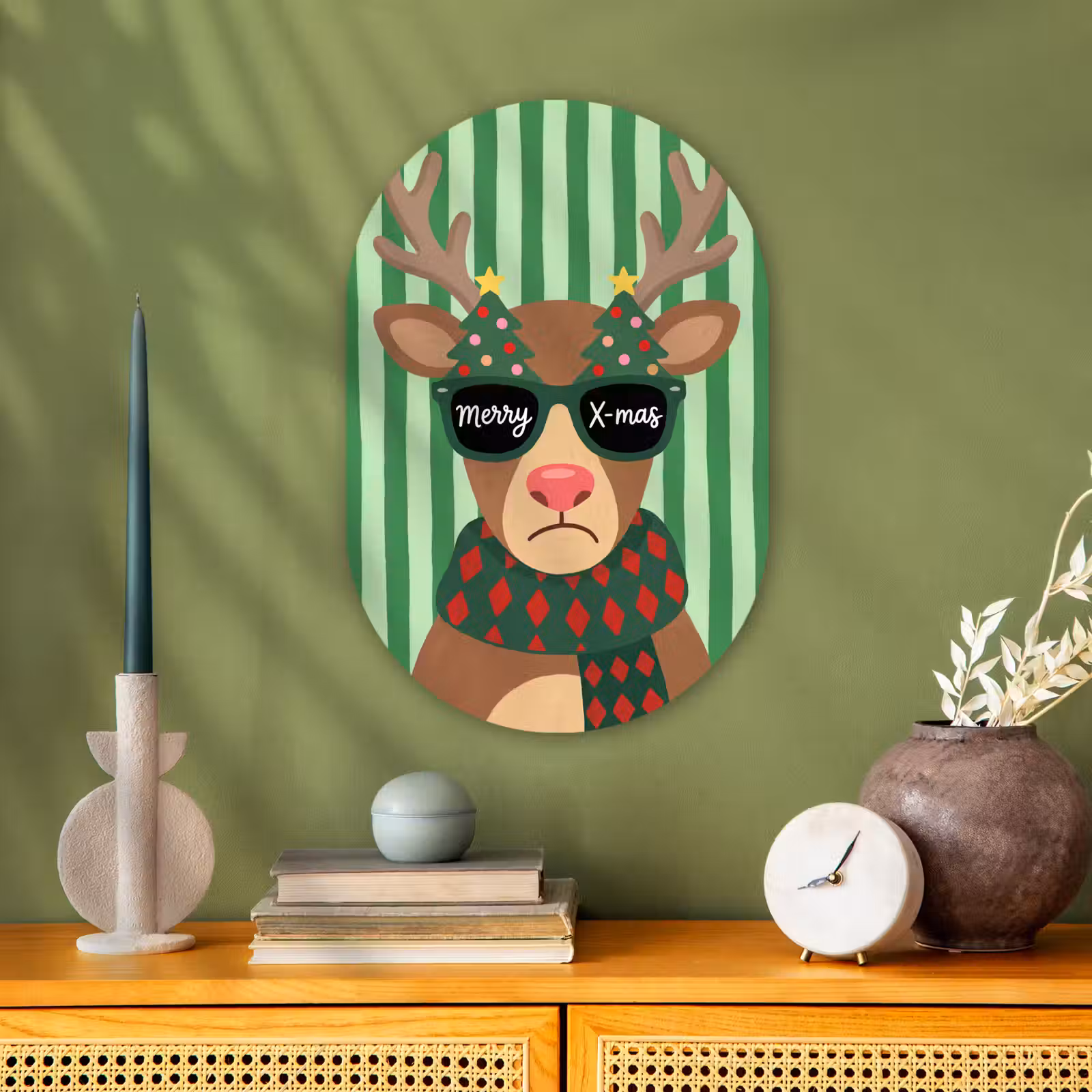 Muurovaal - Rendier - Kerst - Illustratie — 1