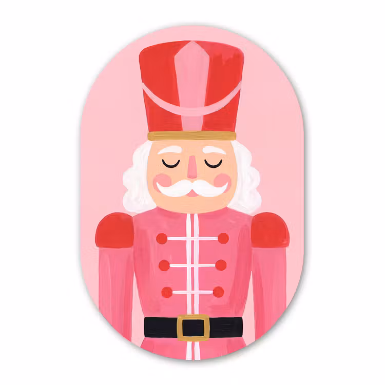 Muurovaal glas - Notenkraker roze illustratie — 1