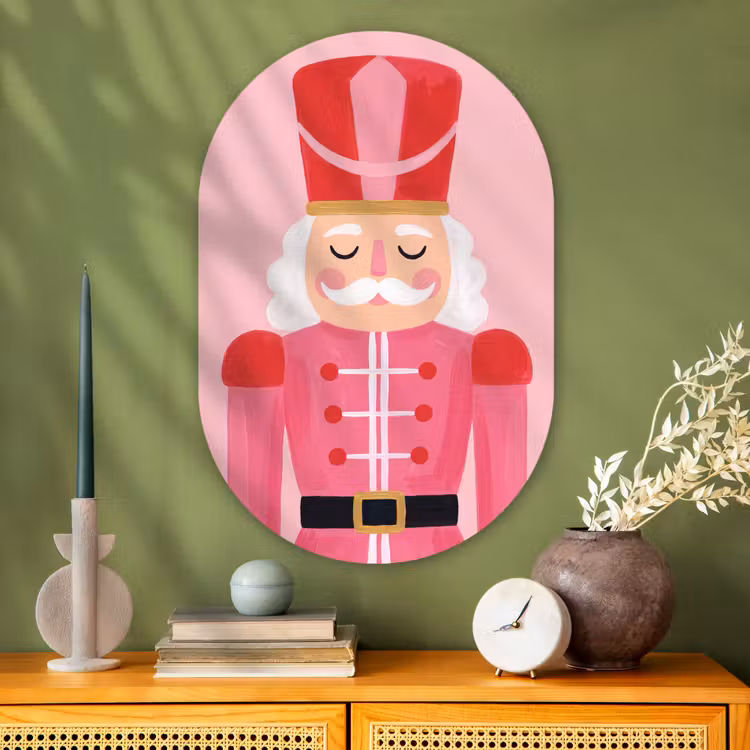Muurovaal glas - Notenkraker roze illustratie — 2