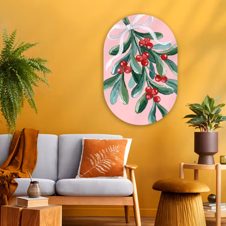 Muurovaal glas - Plant - Kerst - Roze — 3