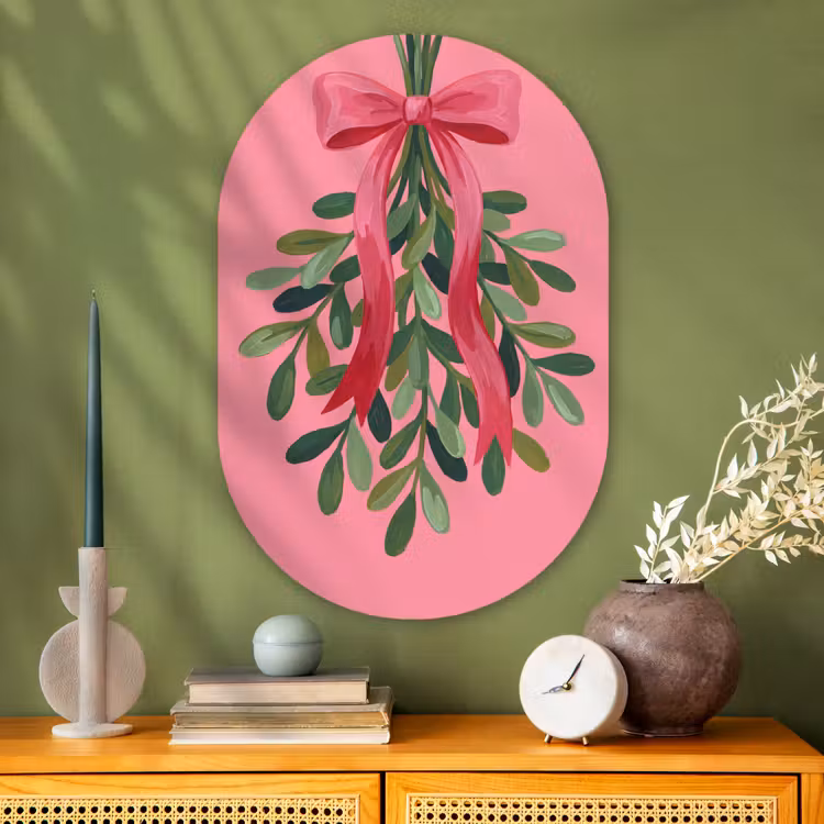 Muurovaal glas - Plant - Lint - Roze — 2