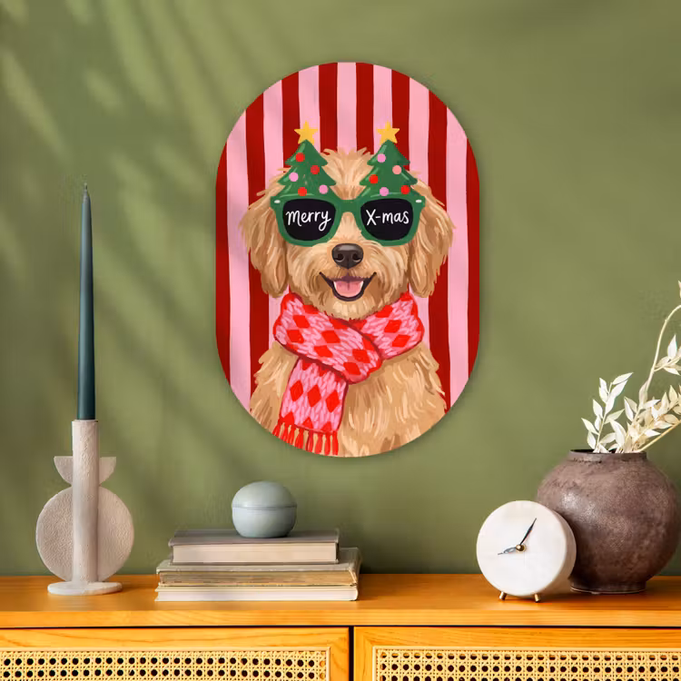 Muurovaal - Hond - Kerst - Rood — 2
