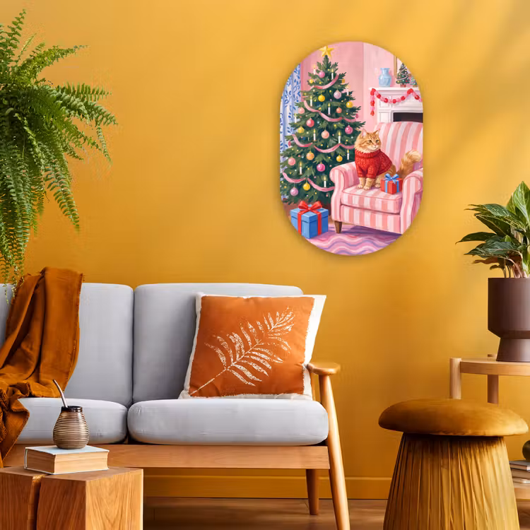 Muurovaal - Kat - Kerst - Interieur — 1