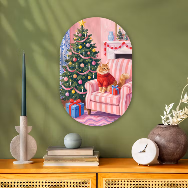 Muurovaal - Kat - Kerst - Interieur — 2