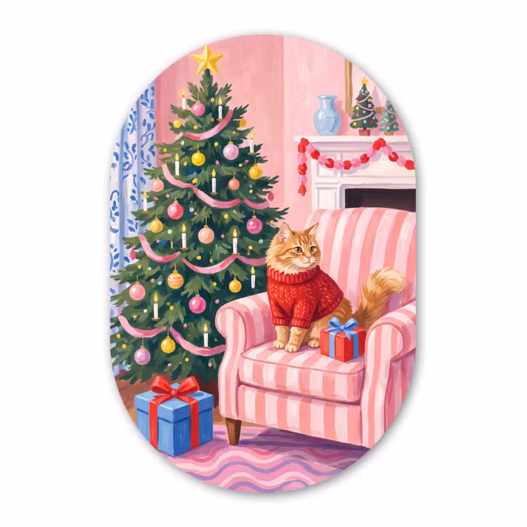Muurovaal - Kat - Kerst - Interieur — 3