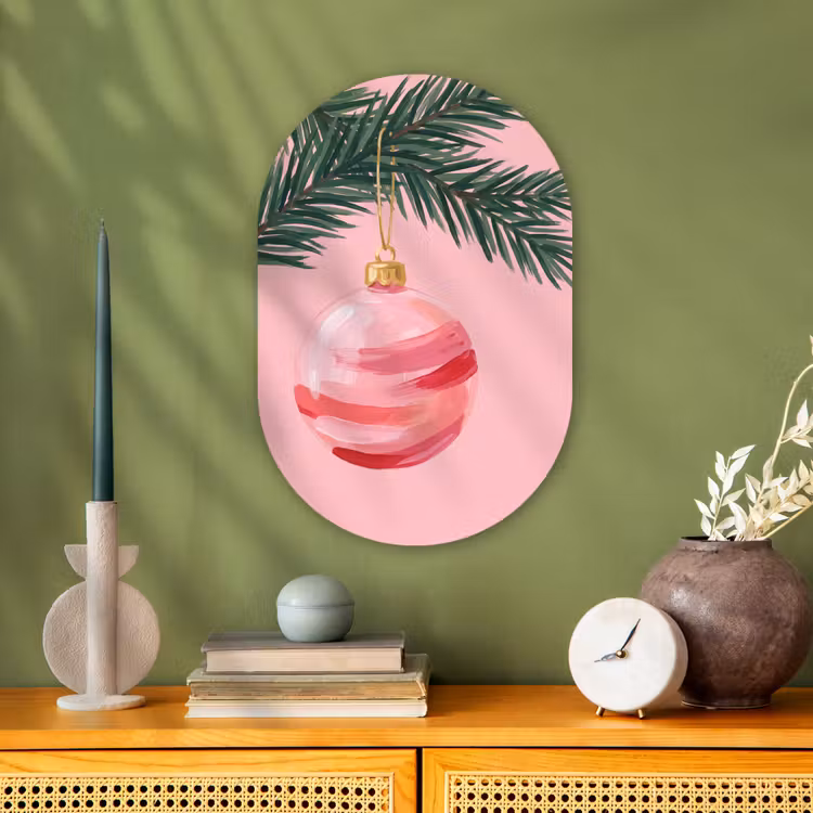 Muurovaal - Kerstbal - Roze - Kerst — 2