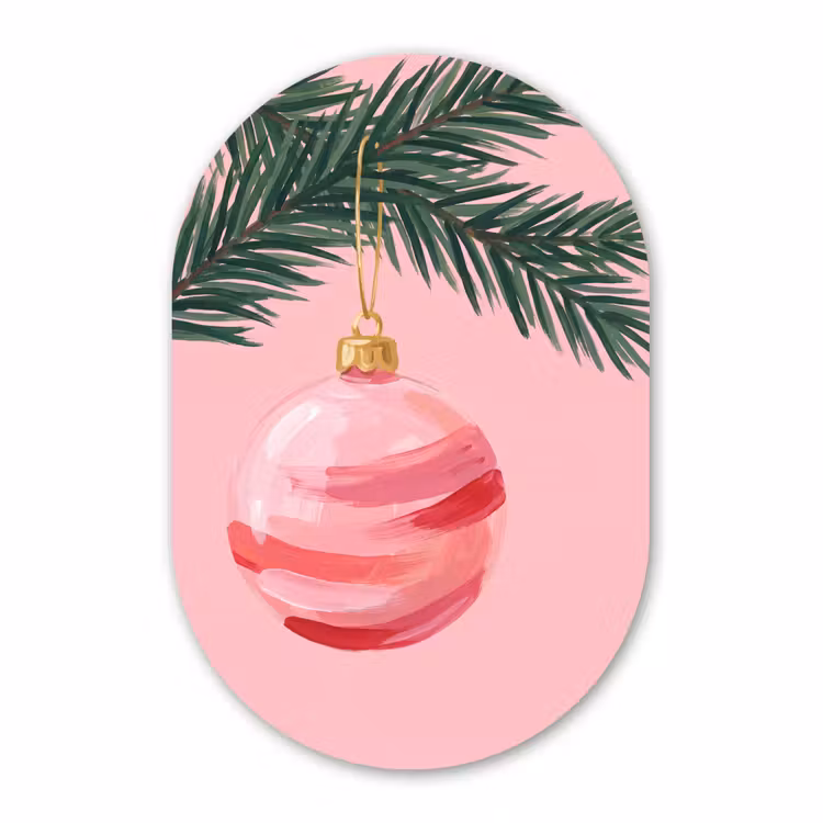 Muurovaal - Kerstbal - Roze - Kerst — 3