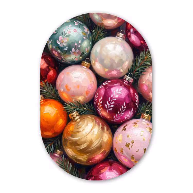 Muurovaal - Kerstballen - Kleurrijk - Feest — 3