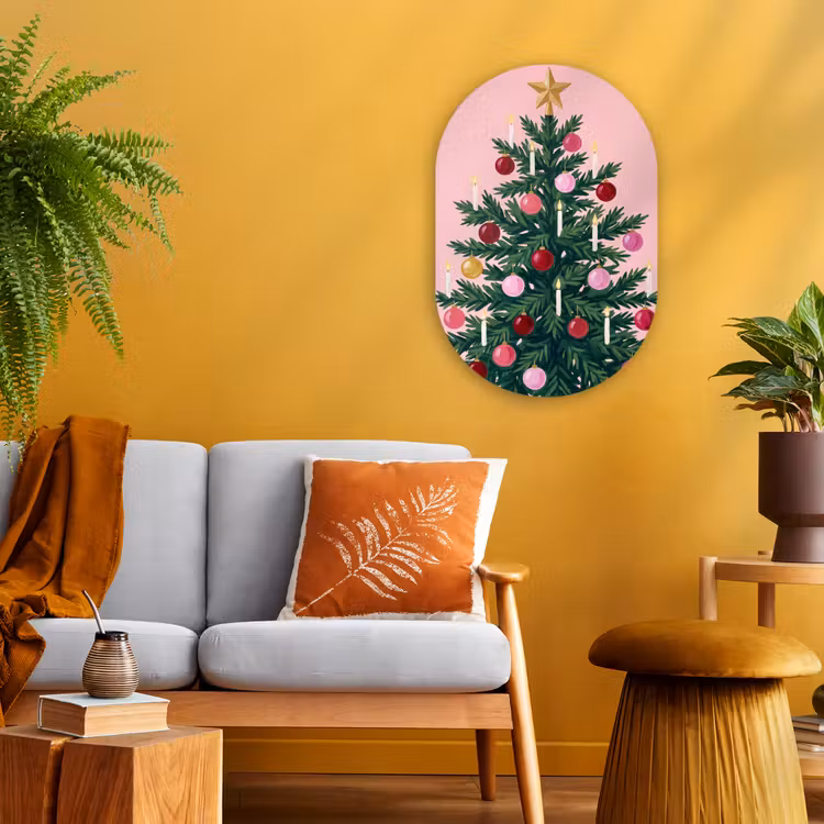 Muurovaal - Kerstboom - Kerst - Roze — 2