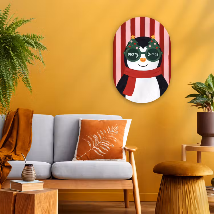 Muurovaal - Pinguïn - Kerst - Illustratie — 1