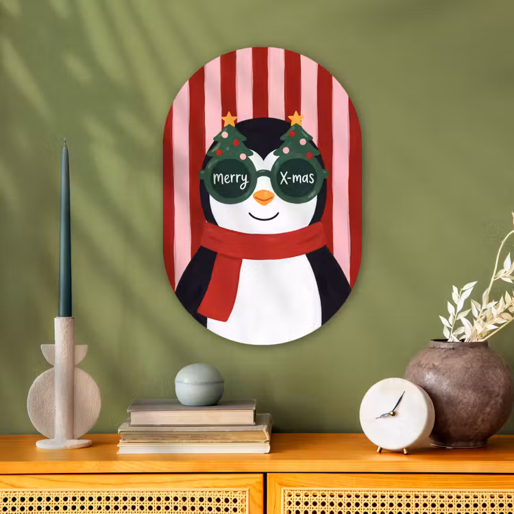 Muurovaal - Pinguïn - Kerst - Illustratie — 2